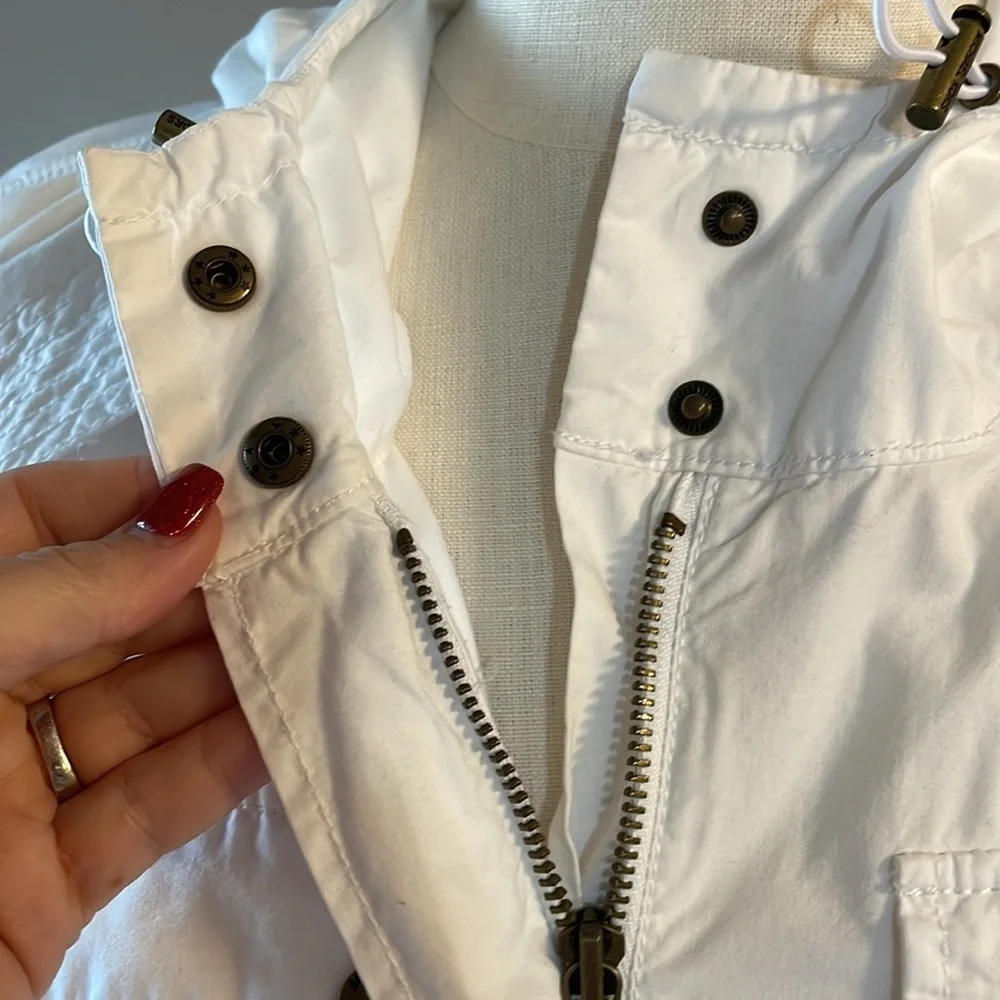 Michael Kors woman’s spring summer white 100% cotton jacket lightweight hood XS